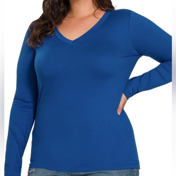 Zenana Outfitters Tops - Plus Light Navy Buttery Soft Tee